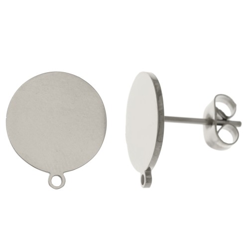 Clous d'oreilles disque 12 mm avec anneau - Acier inoxydable 304 x2
