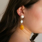 Clous d'oreilles disque 14 mm avec anneau - Acier inoxydable 304 Doré x2