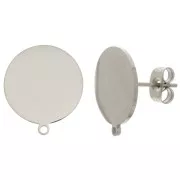 Clous d'oreilles disque 14 mm avec anneau - Acier inoxydable 304 x2