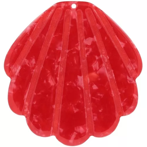 Pendentif coquillage en acétate 45x43 mm - Rouge nacré x1
