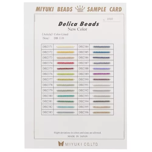 Nuancier Miyuki Delica 11/0 (DB) - Sample Card (n°1010) - Inside Dyed Fancy