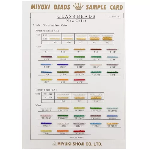 Nuancier Miyuki Rocaille et Triangle - Sample Card (n°857/R) - Mat Silver Lined