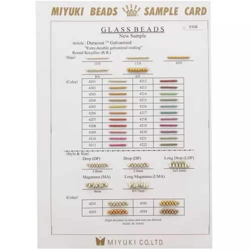 Nuancier Miyuki Rocaille - DP MA & LMA - Sample Card (n°930/R) Duracoat Glavanized