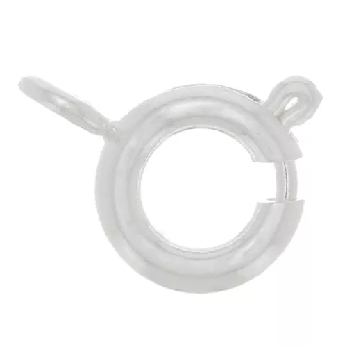 Fermoir à ressort 6 mm avec anneau ouvert - Placage argent fin x1
