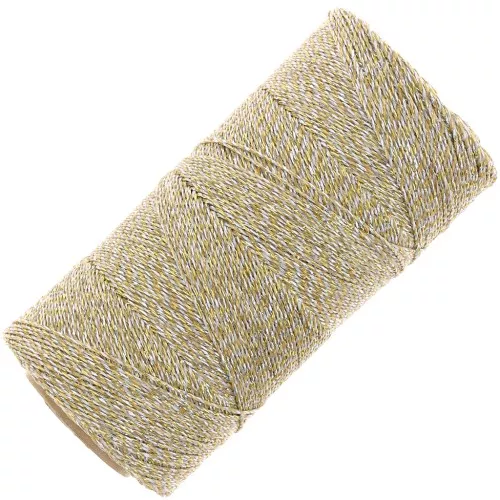Bobine de fil ciré Linhasita pour micro macramé 0.5 mm - Doré-Argenté (Ouro-Prata)