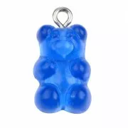 Pendentif ourson 21x11 mm en acrylique - Bleu foncé transparent x1