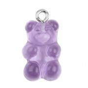 Pendentif ourson 21x11 mm en acrylique - Violet transparent x1