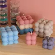 Moule bougie cube bubble 35x39 mm - Blanc x1