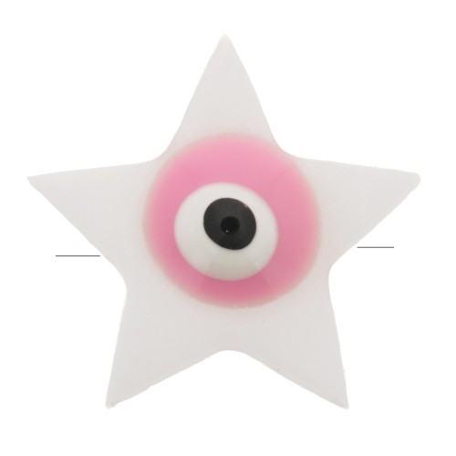 Perle étoile en nacre 11x12 mm motif oeil Rose x1