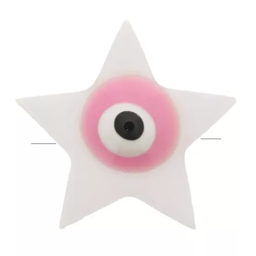 Perle étoile en nacre 11x12 mm motif oeil Rose x1