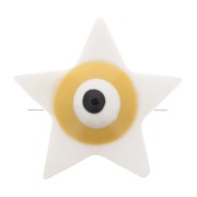 Perle étoile en nacre 11x12 mm motif oeil Jaune x1