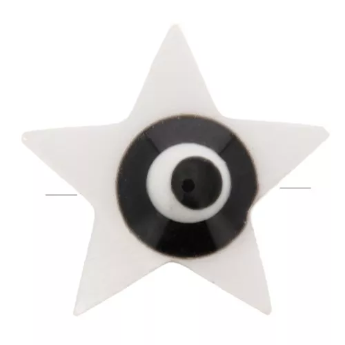Perle étoile en nacre 11x12 mm motif oeil Noir x1