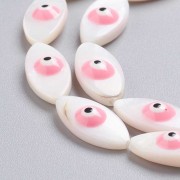 Perle oeil Rose en nacre 17x8 mm x1
