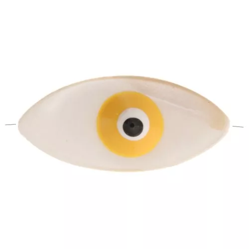 Perle oeil en nacre 17x8 mm - Naturel - Jaune x1