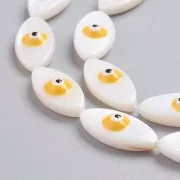 Perle oeil en nacre 17x8 mm - Naturel - Jaune x1