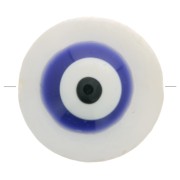 Perle ronde en nacre 10 mm motif oeil Bleu foncé x1|raw }}