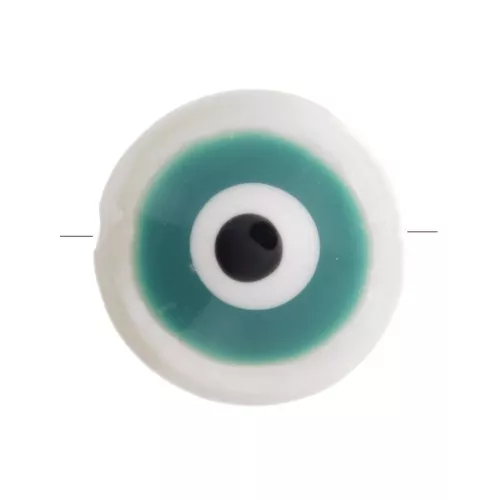 Perle ronde en nacre 8 mm motif oeil Vert x1