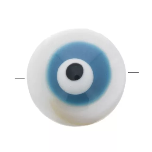 Perle ronde en nacre 8 mm motif oeil Bleu x1