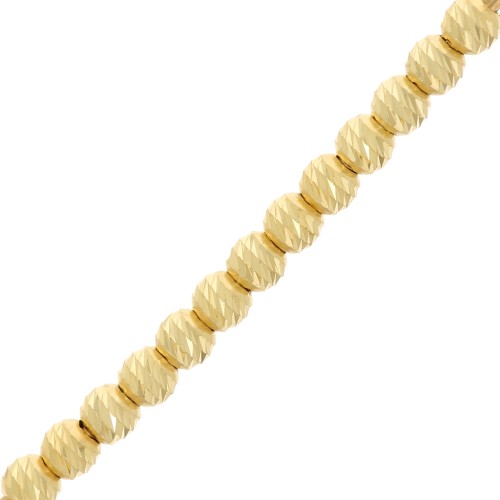 Perles rondes striées diamantées 2 mm - Argent 925 Doré x50