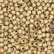 Perles rondes striées diamantées 2 mm - Argent 925 Doré x50