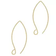 Crochets d'oreilles fil diamanté 31 mm - Argent 925 Doré à l'or fin x2