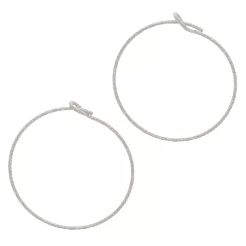 Créoles fil diamanté à décorer 25 mm - Argent 925 x2