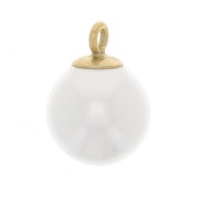 Breloque ronde imitation perle nacrée 6 mm - Gold filled (Or laminé) Blanc x1|raw }}