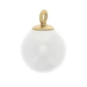 Breloque ronde imitation perle nacrée 6 mm - Gold filled (Or laminé) Blanc x1