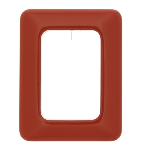 Pendentif rectangle évidé en résine opaque 45x35 mm - Terracotta x1