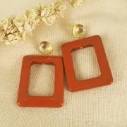 Pendentif rectangle évidé en résine opaque 45x35 mm - Moutarde x1