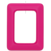 Pendentif rectangle évidé en résine opaque 45x35 mm - Fuchsia x1