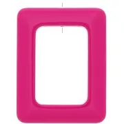 Pendentif rectangle évidé en résine opaque 45x35 mm - Fuchsia x1