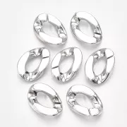 Maillon ovale torsadé en plastique 30x21 mm - Argenté x1