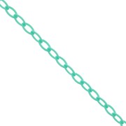 Chaîne plastique maille Forçat 7.4 mm - Bleu lagon x39cm