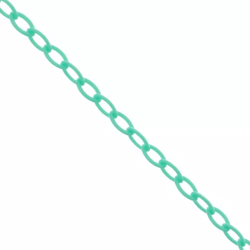 Chaîne plastique maille Forçat 7.4 mm - Bleu lagon x39cm