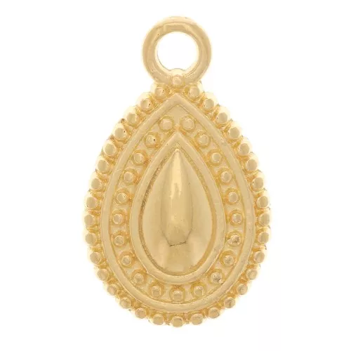 Breloque goutte ethnique 17x10 mm - Doré à l'or fin x1
