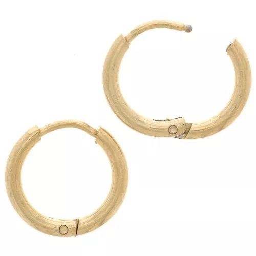 Créoles rondes 14 mm - Fil 2 mm - Acier Inoxydable 304L Doré x2