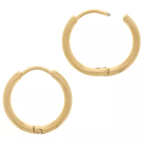 Créoles rondes 16 mm - Fil 2 mm - Acier Inoxydable 304L Doré x2