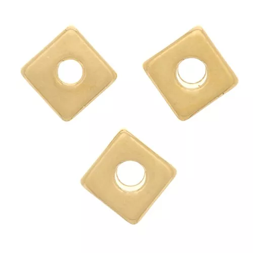 Perles rondelles carrés - Heishi - 4 mm - Doré à l'or fin x10