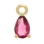 Mini breloque goutte avec oxyde de Zirconium 9x4 mm - Doré - Fuchsia x1|raw }}