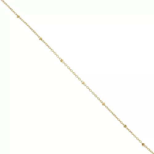 Chaîne maille Forçat limée 1.8 mm avec perles aplaties Acier inox 304 Doré x99cm
