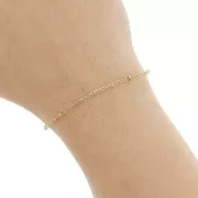 Chaîne maille Forçat limée 1.8 mm avec perles aplaties Acier inox 304 Doré x99cm