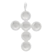 Pendentif croix 25x15 mm pour 6 cabochons fond plat 4 mm - Argent 925 x1|raw }}