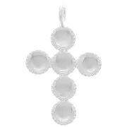Pendentif croix 25x15 mm pour 6 cabochons fond plat 4 mm - Argent 925 x1
