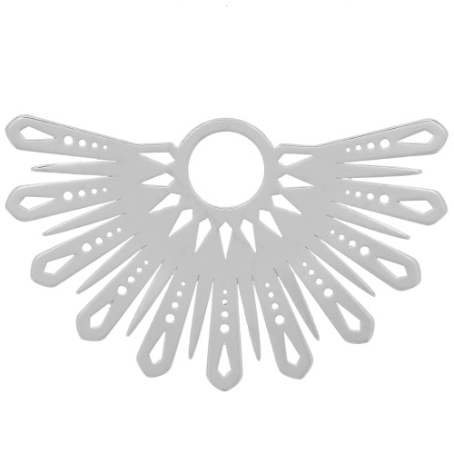 Pendentif demi-soleil ethnique évidé 15x25 mm exclu Perles&Co - Placage Argent fin