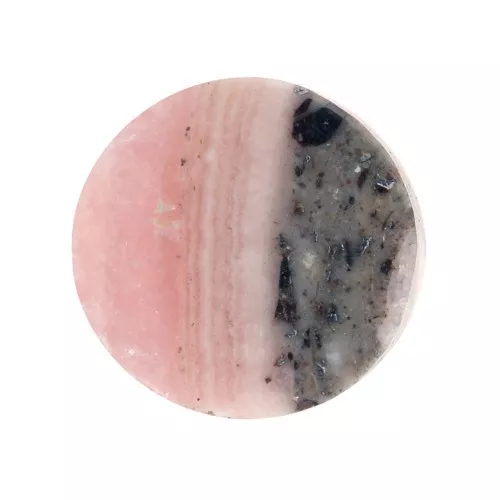 Cabochon plat rond - palet - 6 mm - Rhodochrosite x1