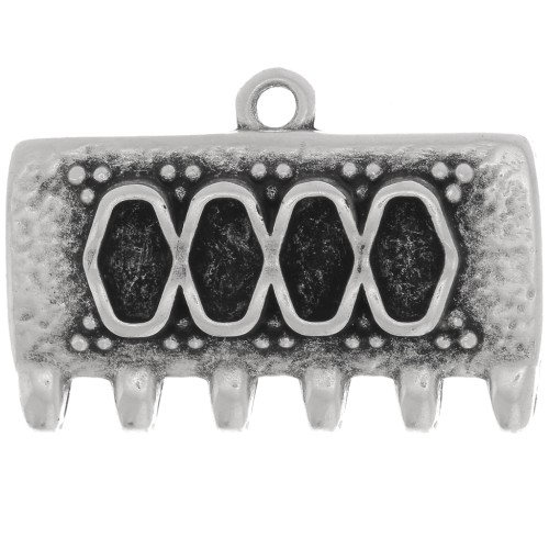 Cymbal - Embout pour tissage de perles SuperDuo 16x24 mm Kalyvari VI - Arg vieilli