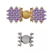 Cymbal Fermoir aimanté pour perles SuperDuo 15x17 mm Ateni IV - Argenté vieilli x1