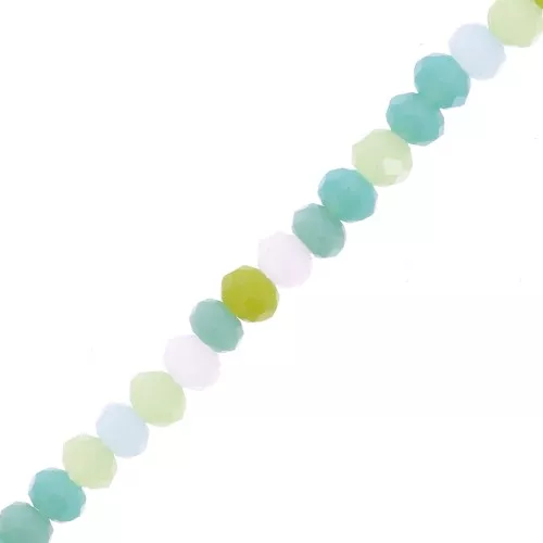Perles rondelles facettées - rondes aplaties 3x2.5 mm - Bleu - Vert x43cm