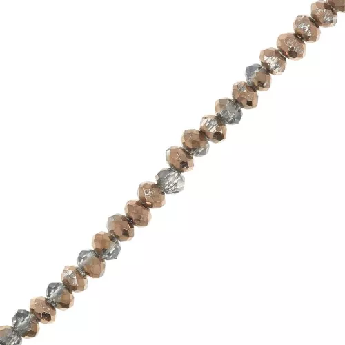 Perles rondelles facettées - rondes aplaties -2x1.5 mm - Brown Light Grey x35cm